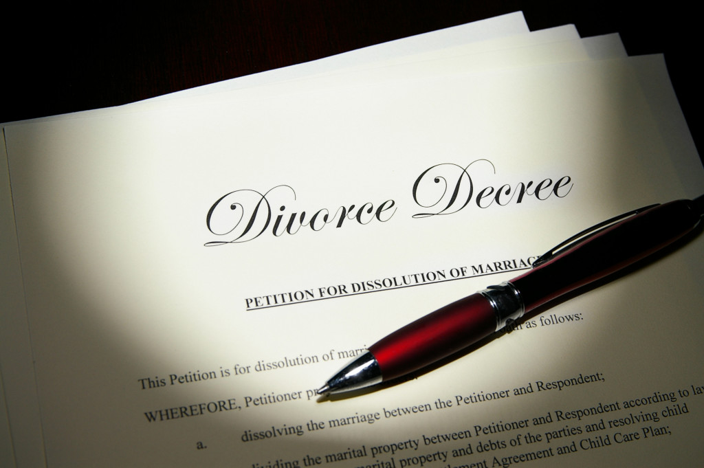Divorce documents ready to sign