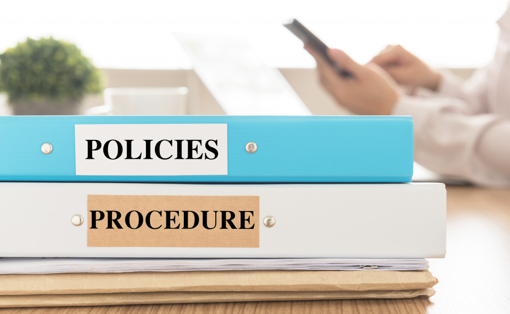 policies and procedures document in desk